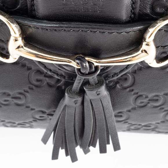 GUCCI Authentic Black Leather Horsebit Shoulder Bag - Picture 13 of 16